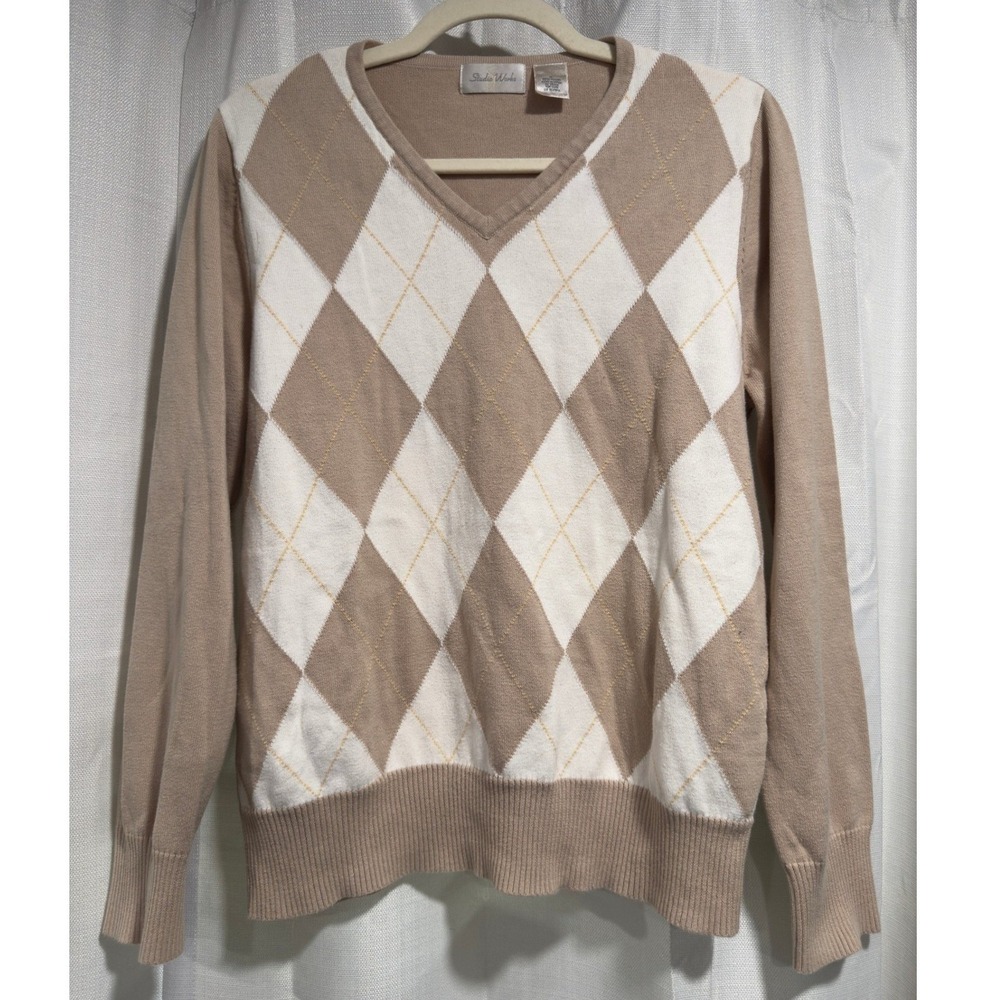 Vintage 90's Studio Works V-Neck Sweater Womens Medium 100% Cotton